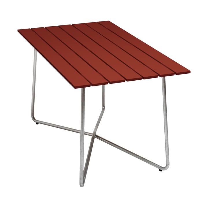 Table B25A - Dark red lacquered oak-galvanized base - Grythyttan Stålmöbler