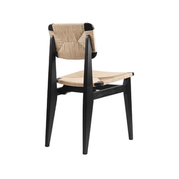 Chaise C-Chair - black stained oak, assise et dossier en osier naturel - GUBI