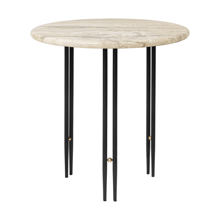 Table basse IOI Ø50 cm, Noir - laiton - marbre beige GUBI