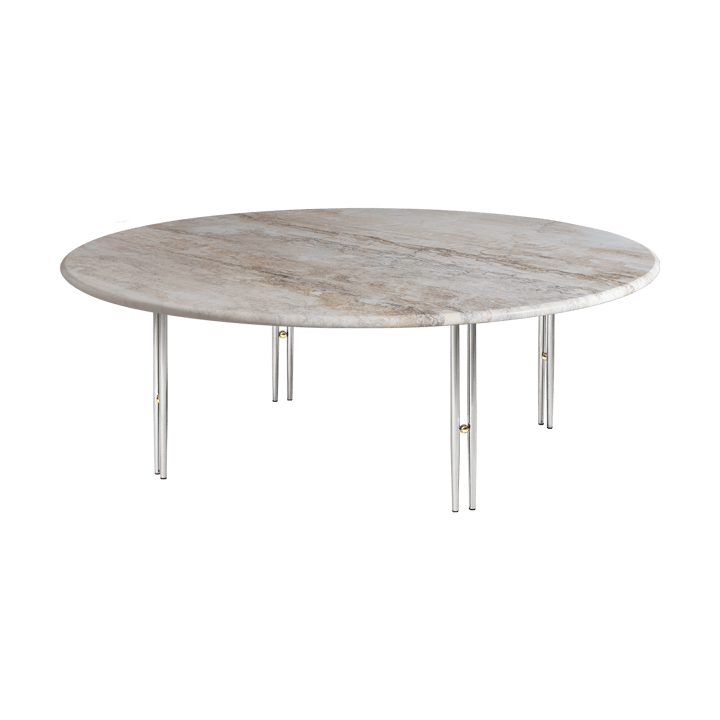 Table basse IOI, Marbre beige - supports chrome Ø100 cm GUBI