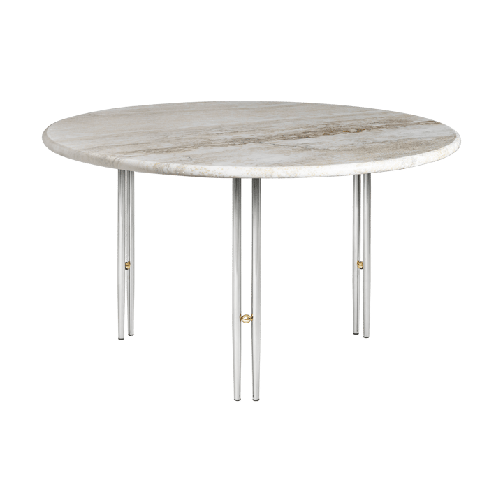 Table basse IOI, Marbre beige - supports chrome Ø70 cm GUBI