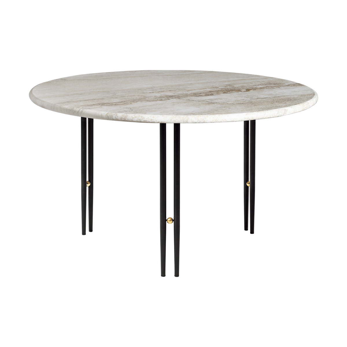 GUBI Table basse IOI Marbre beige - supports noirs ø70 cm