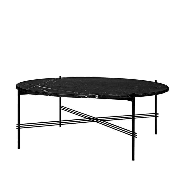 Table basse TS Round, black marquina marble, ø105, structure noire
 GUBI