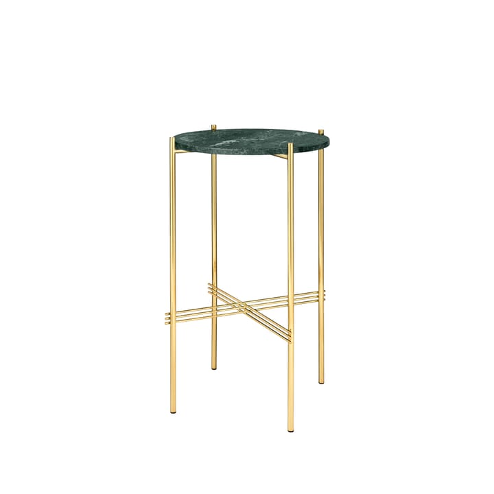 Table bistrot TS Table, marbre vert, structure en laiton GUBI