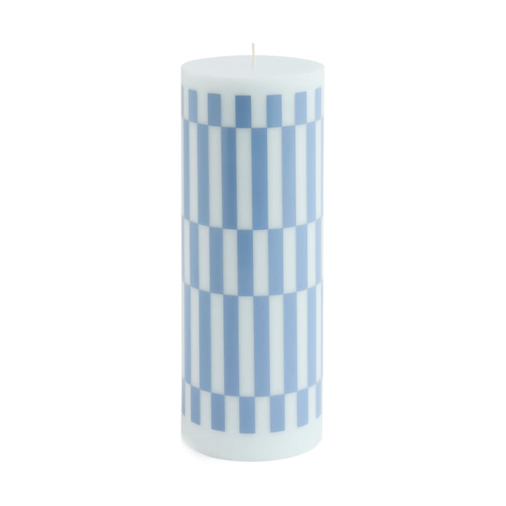 Bougie Column Candle large 25 cm - Light blue-dusty blue check - HAY