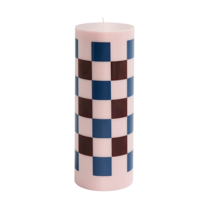 Bougie Column Candle large 25 cm - Pink-bordeaux-dark blue check - HAY