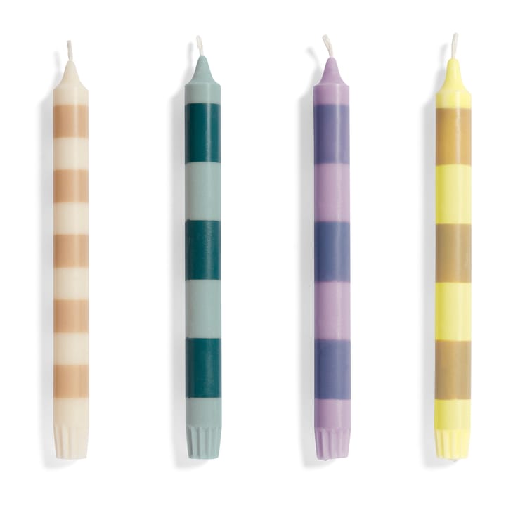 Bougie Stripe Lot de 4, Douce HAY