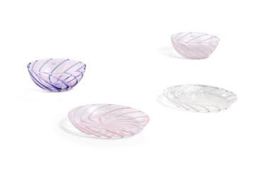 Plat Spin Ø11 cm Lot de 2 - Transparent-rayure rose - HAY