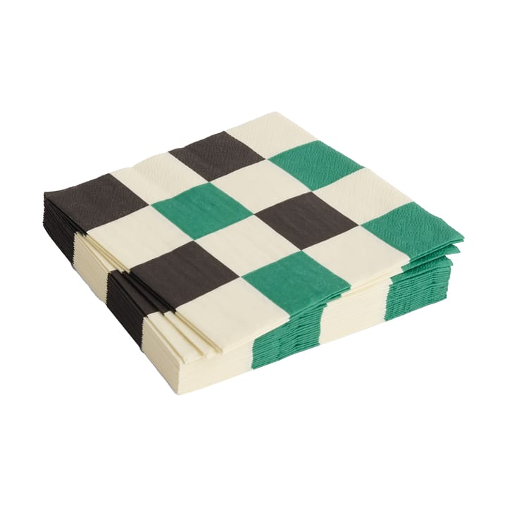 Serviette Pattern Lunch Check 33x33 cm Lot de 20 - Off white-green-black M - HAY