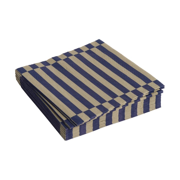 Serviette Pattern Lunch Stripe 33x33 cm Lot de 20 - Dark blue-dark sand pillar - HAY