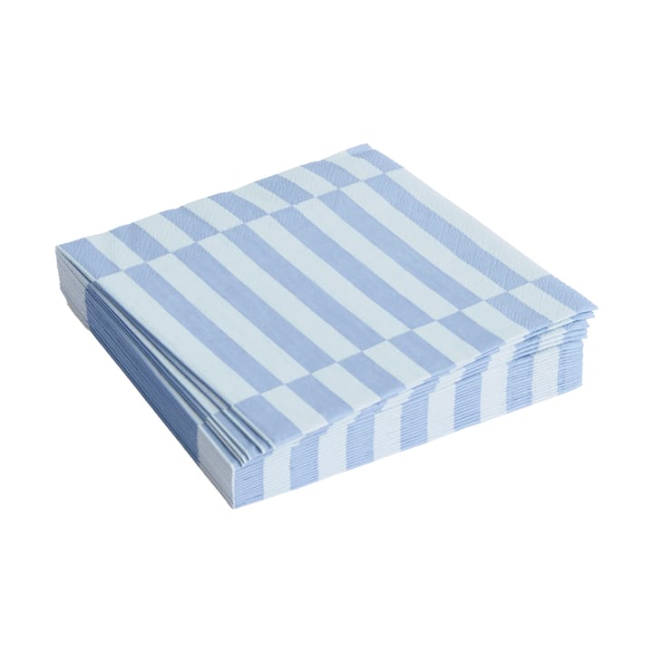 Serviette Pattern Lunch Stripe 33x33 cm Lot de 20 - Light blue-dusty blue pillar - HAY