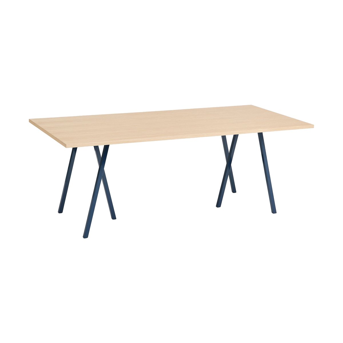 HAY Table à manger Loop Stand incl. support 92,5x200 cm Deep blue-clear lacq. oak