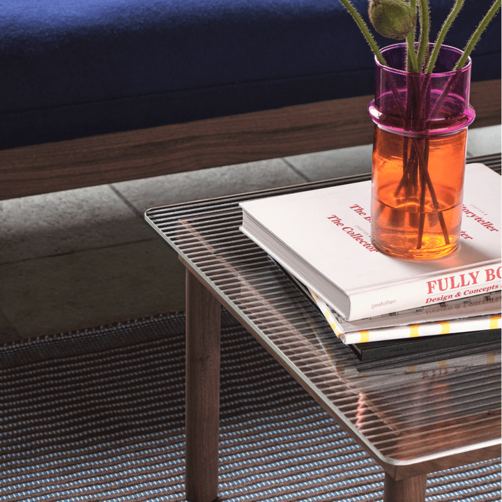 Table basse Kofi, Walnut-ribbed glass, 100 cm HAY