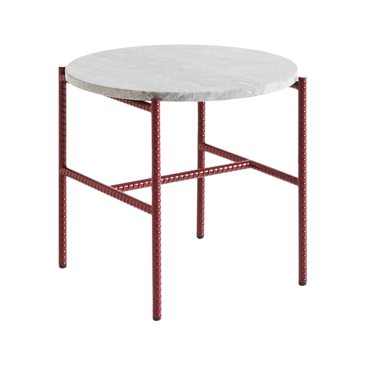 Table d'appoint Rebar Ø45 cm - Grey marble-barn red - HAY