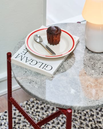 Table d'appoint Rebar Ø45 cm - Grey marble-barn red - HAY