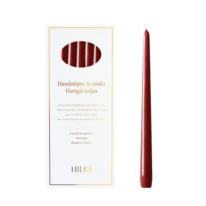 Bougies Herrgård 30 cm lot de 6 - Rouge bordeaux brillant - Hilke Collection