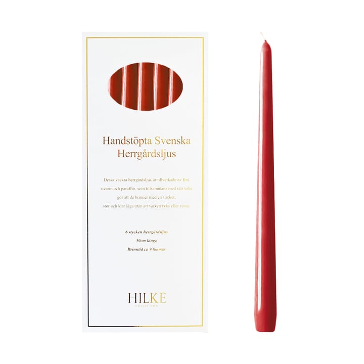 Bougies Herrgård 30 cm lot de 6, Rouge éclatant Hilke Collection