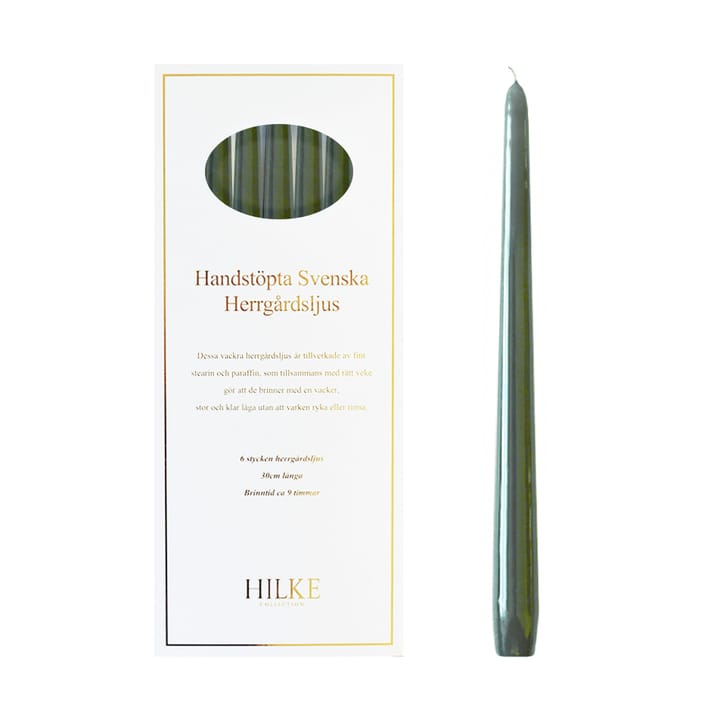 Bougies Herrgård 30 cm lot de 6, Vert antique Hilke Collection