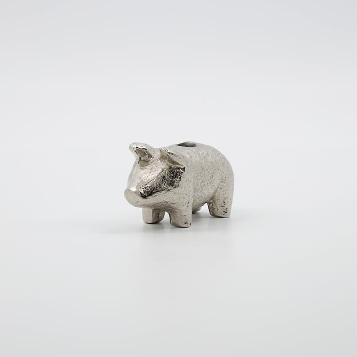 Bougeoir Pig 5 cm, Argent antique House Doctor