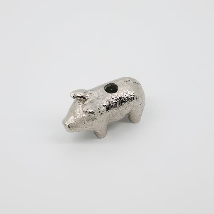 Bougeoir Pig 5 cm, Argent antique House Doctor