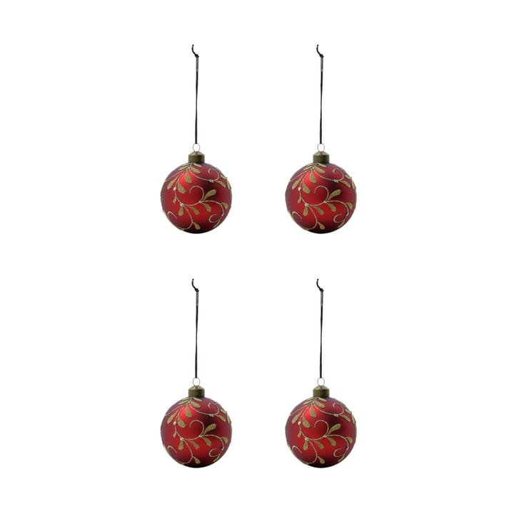 Boules de Noël Flori Ø8 cm, lot de 4, Rouge House Doctor