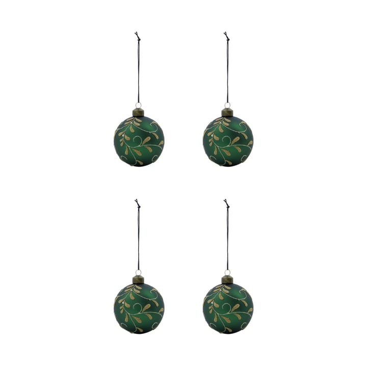 Boules de Noël Flori Ø8 cm, lot de 4 - Vert - House Doctor