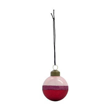 Boules de Noël Stripe Ø8 cm, lot de 4 - Rose-rouge - House Doctor