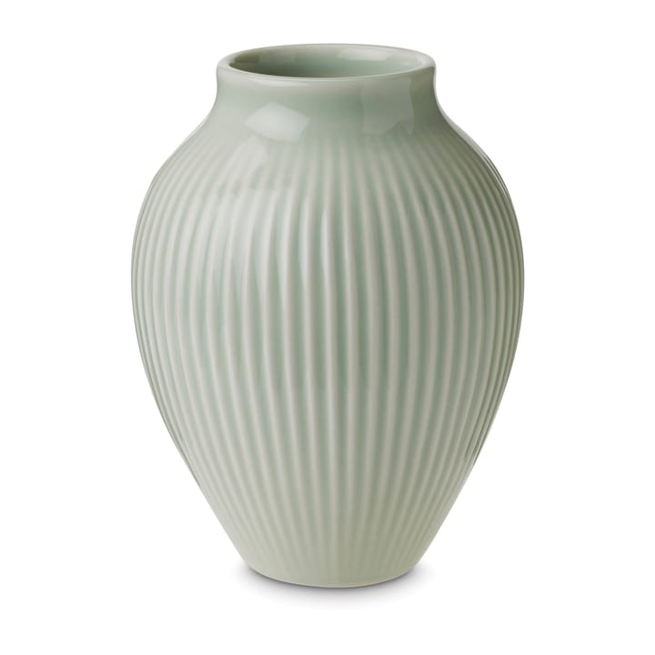 Vase strié Knabstrup 12,5 cm - Vert menthe - Knabstrup Keramik