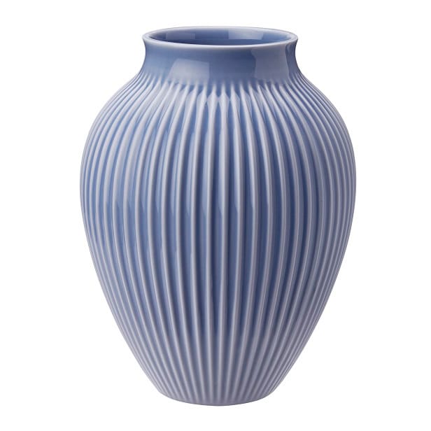 Vase strié Knabstrup 20 cm - Bleu lavende - Knabstrup Keramik