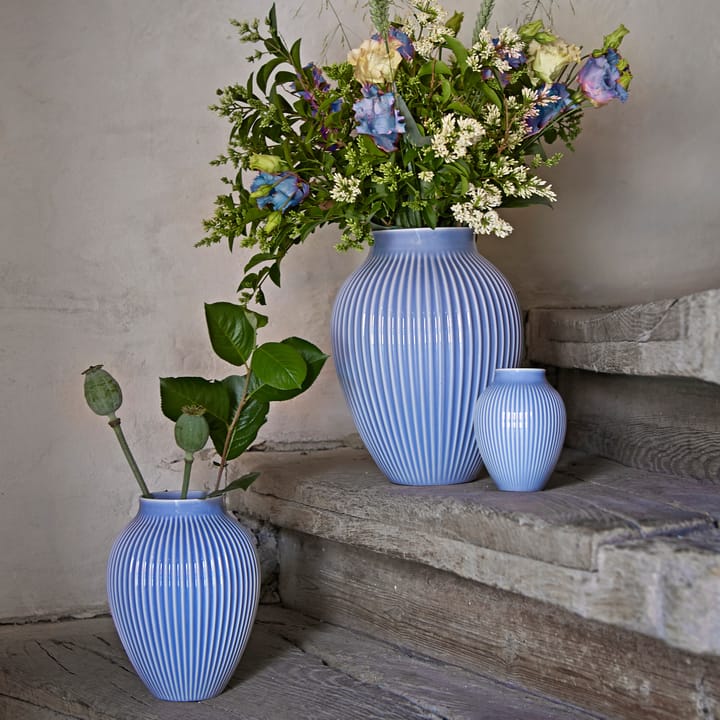 Vase strié Knabstrup 20 cm, Bleu lavende Knabstrup Keramik