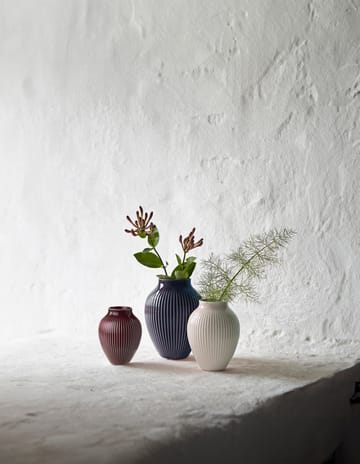 Vase strié Knabstrup Lot de 3 - Baie-sable-bleu foncé - Knabstrup Keramik