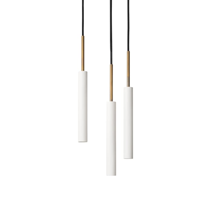 Suspension Stav 3 coupelle de plafond ronde, Laiton brut/blanc Konsthantverk