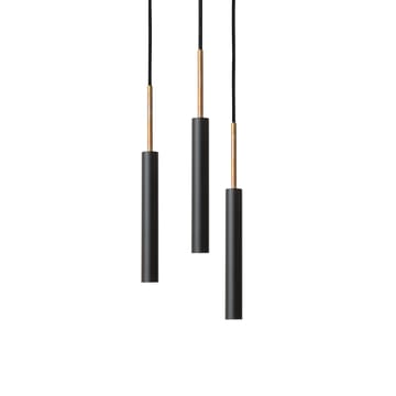 Suspension Stav 3 coupelle de plafond ronde - Noir/laiton brut - Konsthantverk