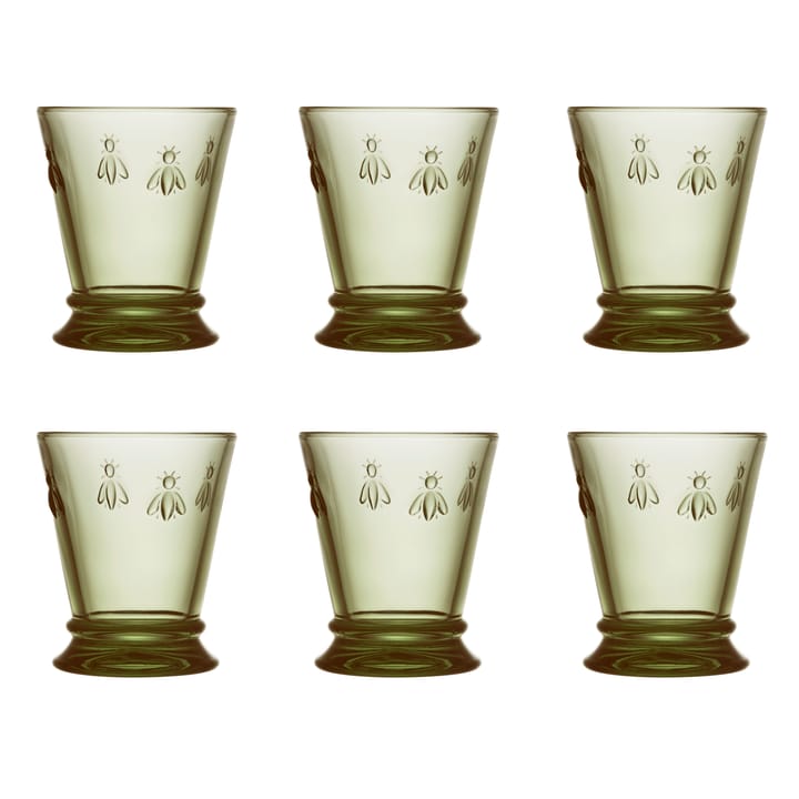 Verres à eau Abeille 26 cl, lot de 6 - Vert olive - La Rochère