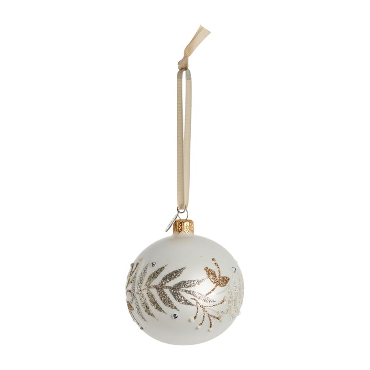 Boule de Noël feuillu Cadelia Ø8 cm, white-silver Lene Bjerre