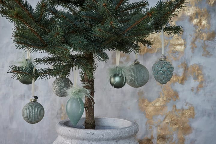 Boule de Noël Norille Ø11 cm - Dusty green, nervuré - Lene Bjerre