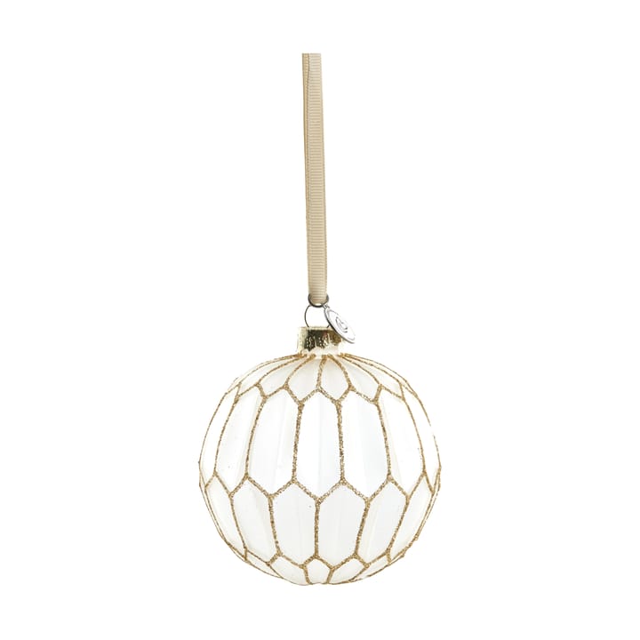 Boule de Noël ronde Navina Ø8 cm, White-Light gold Lene Bjerre