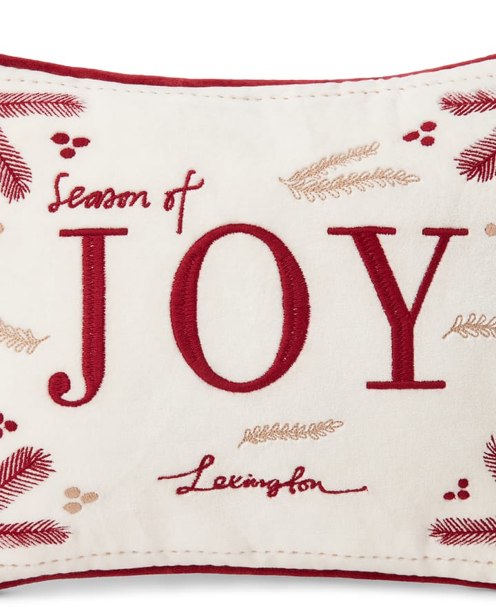 Coussin Joy organic cotton velvet 30x40 cm, Blanc-rouge Lexington