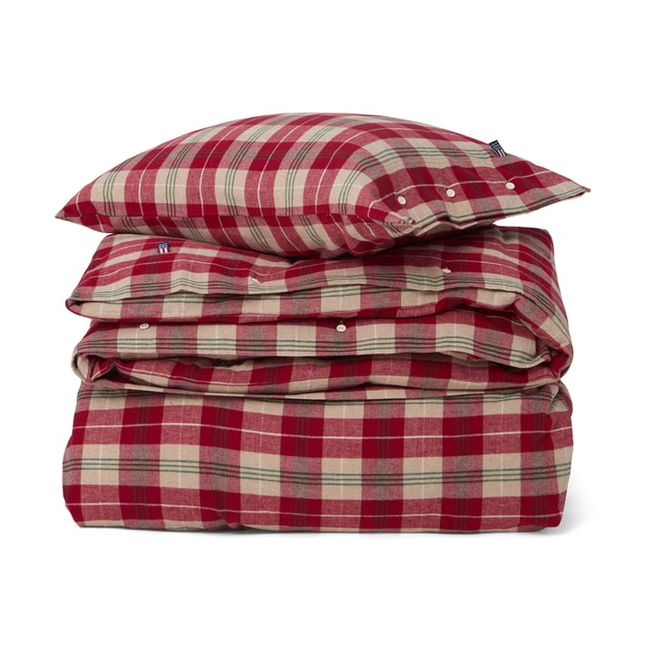 Ensemble de literie Checked cotton flannel - Rouge-beige-vert-blanc - Lexington