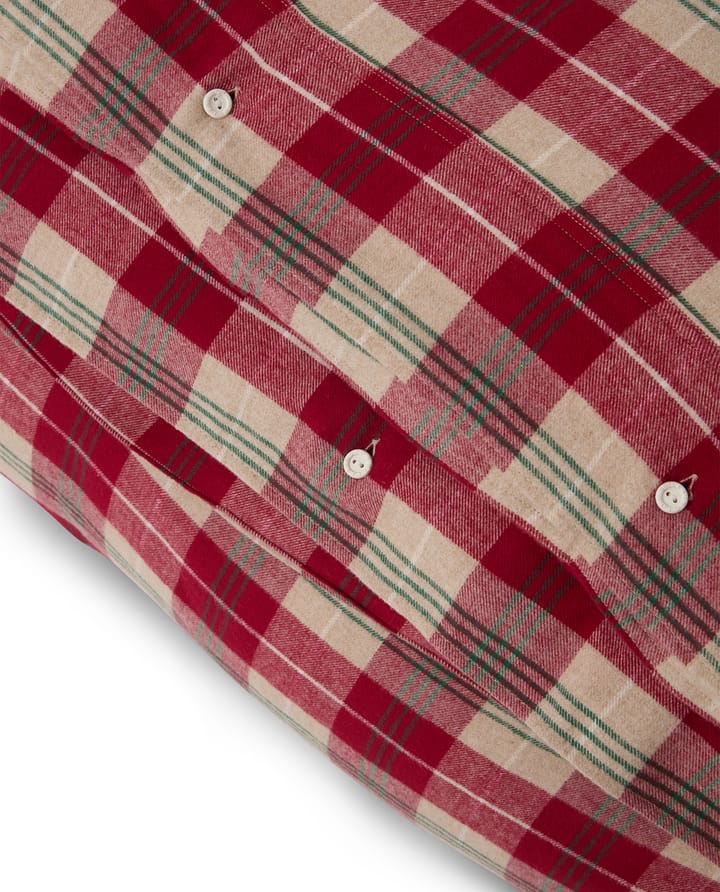 Ensemble de literie Checked cotton flannel, Rouge-beige-vert-blanc Lexington