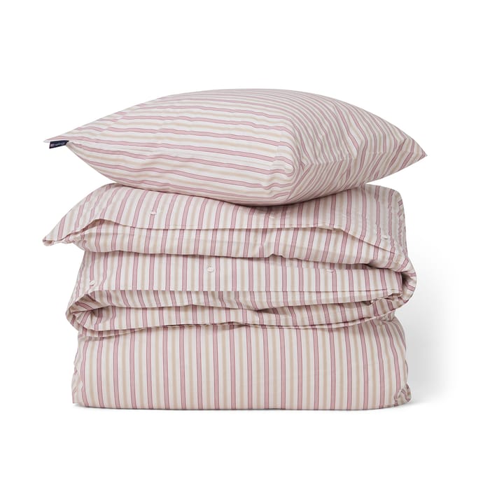 Ensemble de literie Dobby striped cotton poplin - Rouge-beige-blanc - Lexington