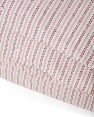 Ensemble de literie Dobby striped cotton poplin - Rouge-beige-blanc - Lexington