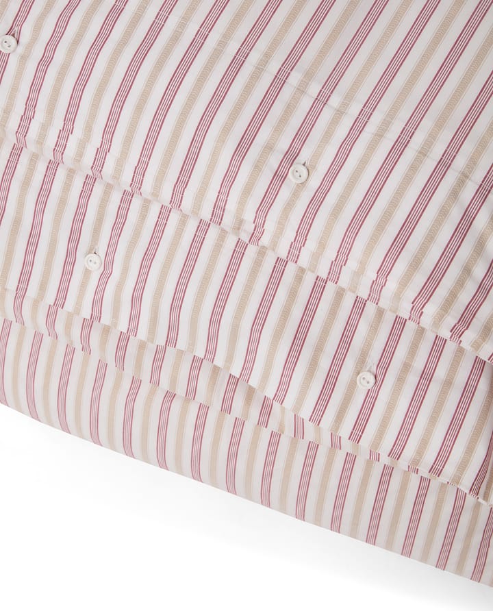 Ensemble de literie Dobby striped cotton poplin, Rouge-beige-blanc Lexington