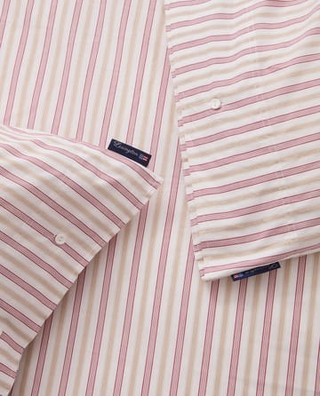 Ensemble de literie Dobby striped cotton poplin - Rouge-beige-blanc - Lexington