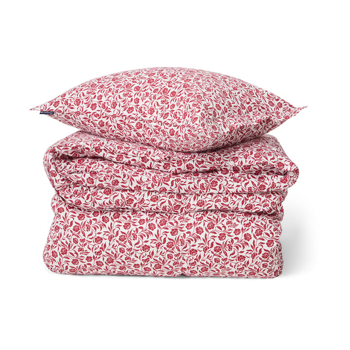 Ensemble de literie Flower printed cotton sateen - Blanc-rouge - Lexington