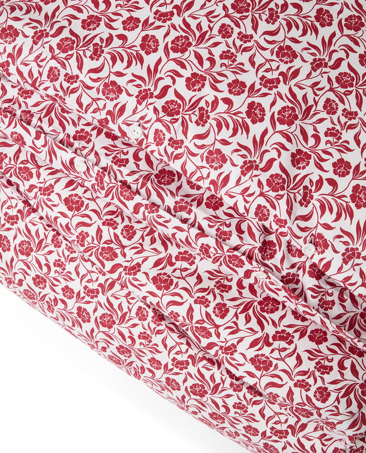 Ensemble de literie Flower printed cotton sateen, Blanc-rouge Lexington