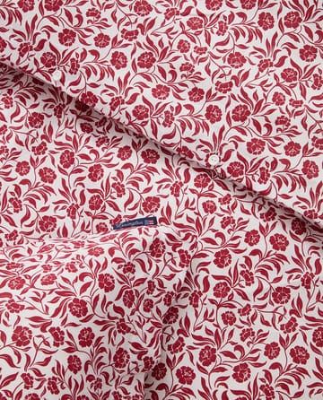 Ensemble de literie Flower printed cotton sateen - Blanc-rouge - Lexington