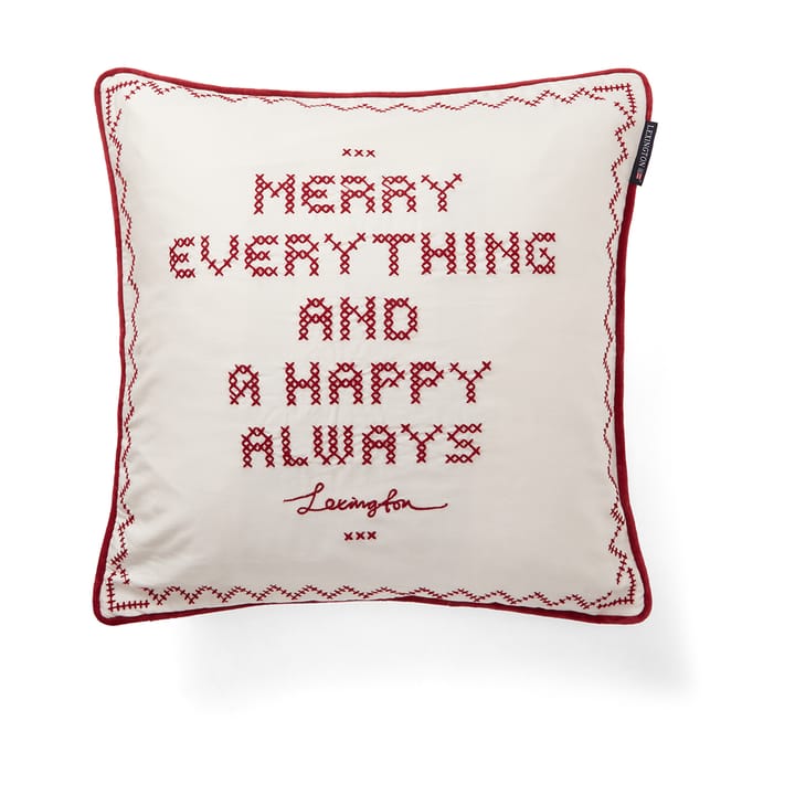 Housse de coussin Happy always 50x50 cm, Blanc-rouge Lexington