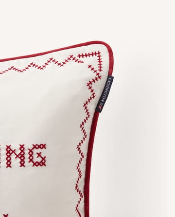 Housse de coussin Happy always 50x50 cm - Blanc-rouge - Lexington