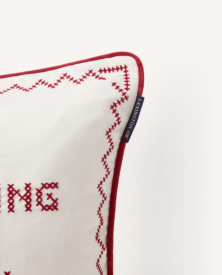 Housse de coussin Happy always 50x50 cm, Blanc-rouge Lexington